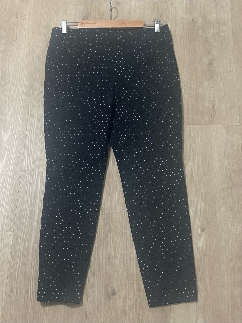 Talbots Black Ankle Pants with White Dot Print